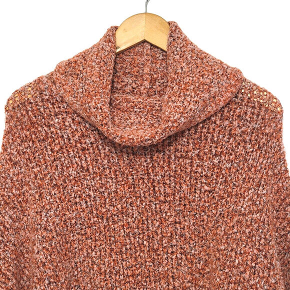 Free People Cowl Neck Knit Sweater Oversized Relaxed Fit Casual Boho Red Pink S - Picture 3 of 16